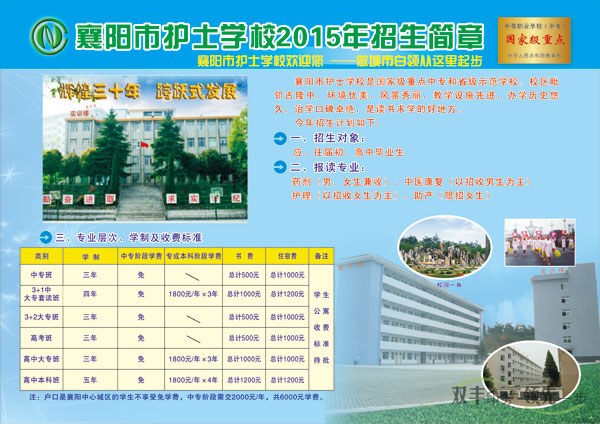 襄陽市護士學(xué)校2015招生簡章印刷